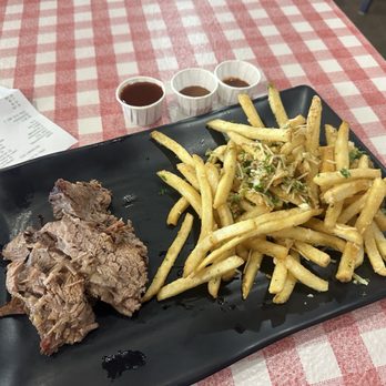 Armadillo Willy's BBQ - Plate of brisket n Garlic - Parmesan Fries - Barbeque Near Me - San Mateo, California Armadillo Willy's BBQ - Plate of brisket n Garlic - Parmesan Fries - Barbeque Near Me - San Mateo, California