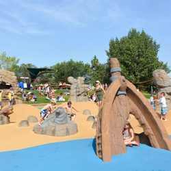 Broadmoor Lake Park - Pirate Ship Playground - amazing concrete playground equipment by http://upcparks.com/playground-design-ideas/pirate-ship-playground.html