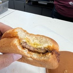 Coney Island - Cross section of a burger. Looks plain, tastes great.
