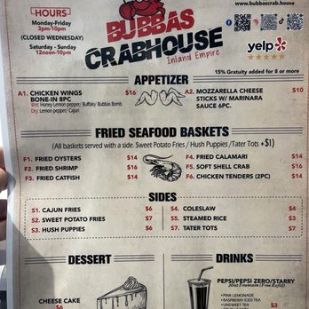 Bubbas Crab House - Menu - Cajun/Creole Near Me - Riverside, California Bubbas Crab House - Menu - Cajun/Creole Near Me - Riverside, California