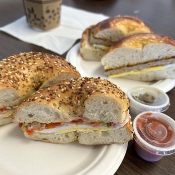 The Bagel Café - two sandwiches on a plate - Bagels Near Me - Katy, Texas The Bagel Café - two sandwiches on a plate - Bagels Near Me - Katy, Texas