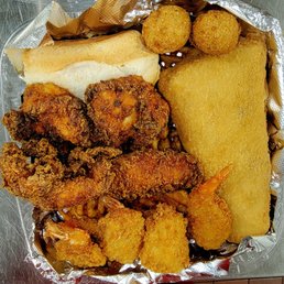 Fried Fish And Jerk Shrimp Combo Plate!