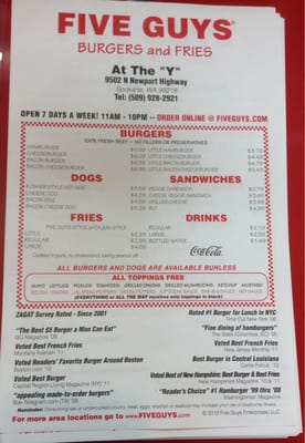Menu photo 2 Five Guys Spokane, WA
