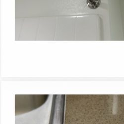 Circa 2020 - The water marks where I placed my ice coffee and the water stain caused by steam on the shower rod = "damage"?