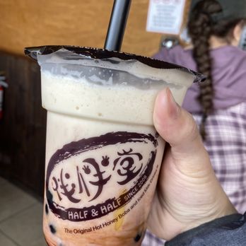 Half & Half Tea Express - Iced soy milk with strawberry, pudding and honey boba - Juice Bars & Smoothies Near Me - Monterey Park, California Half & Half Tea Express - Iced soy milk with strawberry, pudding and honey boba - Juice Bars & Smoothies Near Me - Monterey Park, California