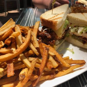 Root & Vine - Hot fried chicken sandwich with fries - New American Near Me - Morganton, North Carolina Root & Vine - Hot fried chicken sandwich with fries - New American Near Me - Morganton, North Carolina