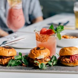 Borrego Rooftop Kitchen + Cocktails - Cochinita Sliders // Slow-roasted pork shoulder, tomato-citrus marinade, pickled red onions