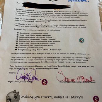 Hampton Inn North Little Rock McCain Mall - Welcome letter - Hotels Near Me - North Little Rock, Arkansas