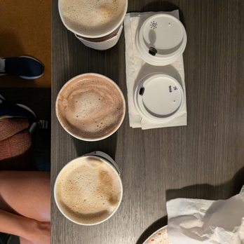 Mojo Coffee - From top - Velvety Caramel (Milky Way), Irish Cream (Riser), & Chocolate Macadamia. $5.50 for medium size. - Coffee & Tea Near Me - Cedar Park, Texas