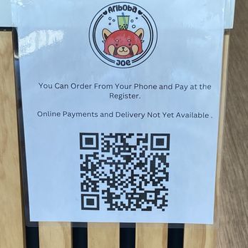 Ariboba Joe - QR Code for menu - Bubble Tea Near Me - Willow Park, Texas