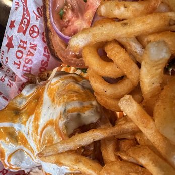 Jefferson's Restaurant - a cheeseburger with onion rings - Burgers Near Me - Rockmart, Georgia
