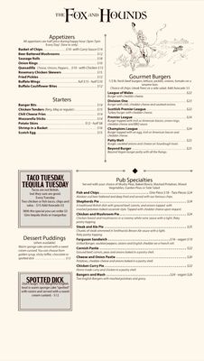 Menu photo 4 The Fox and Hounds Studio City, CA Menu photo 4 The Fox and Hounds Studio City, CA
