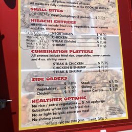 Menu posted on the side of the truck. This was taken on 3/21/2021. Menu posted on the side of the truck. This was taken on 3/21/2021.