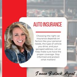 Janna Bidlack - State Farm Insurance Agent - Choosing the right car insurance depends on factors like personal needs, the vehicle type, and where it is garaged...