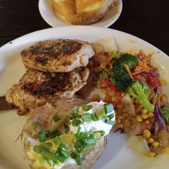Mountain Top Cafe - Grilled Pork Chops are mildly seasoned. Red bell pepper in the veggies. - American Near Me - Phelan, California Mountain Top Cafe - Grilled Pork Chops are mildly seasoned. Red bell pepper in the veggies. - American Near Me - Phelan, California