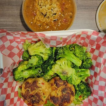 Kacey's Seafood - Crab cakes, broccoli and gumbo - Seafood Near Me - Sarasota, Florida Kacey's Seafood - Crab cakes, broccoli and gumbo - Seafood Near Me - Sarasota, Florida