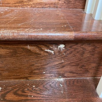 Empire Today - These wooden stairs had NO prior damage. - Carpet Installation Near Me Empire Today - These wooden stairs had NO prior damage. - Carpet Installation Near Me