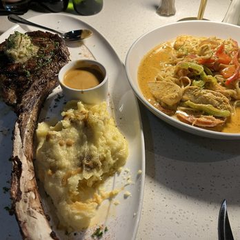 Dapper Dine & Lounge - Tomahawk Steak with Garlic Mashed Potatoes and Jambalaya Pasta - Cocktail Bars Near Me - Riverside, California Dapper Dine & Lounge - Tomahawk Steak with Garlic Mashed Potatoes and Jambalaya Pasta - Cocktail Bars Near Me - Riverside, California