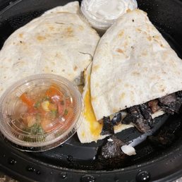 Mushroom black bean quesadilla