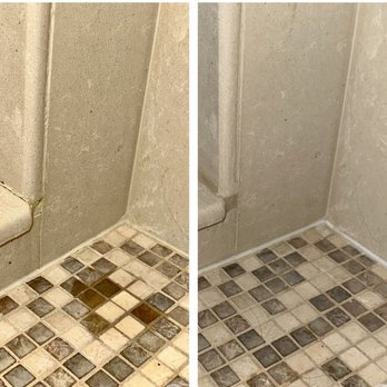 American Grout Specialists - Master bath shower with well worn caulk replaced and filled. - Flooring Near Me - San Francisco, California American Grout Specialists - Master bath shower with well worn caulk replaced and filled. - Flooring Near Me - San Francisco, California