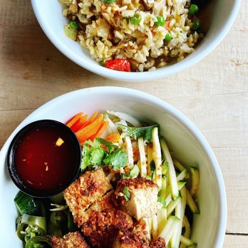 Fat Cats - Tofu noodle salad & vegetable rice bowl - New American Near Me - Cleveland, Ohio Fat Cats - Tofu noodle salad & vegetable rice bowl - New American Near Me - Cleveland, Ohio