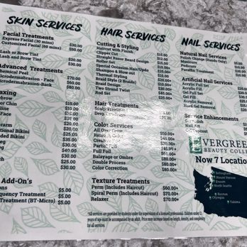 Evergreen Beauty College - Menu - Cosmetology Schools Near Me - Everett, Washington Evergreen Beauty College - Menu - Cosmetology Schools Near Me - Everett, Washington