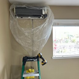 Even though we cleared the area, they still wrapped the units for when cleaning to ensure nothing got on the home. Even though we cleared the area, they still wrapped the units for when cleaning to ensure nothing got on the home.