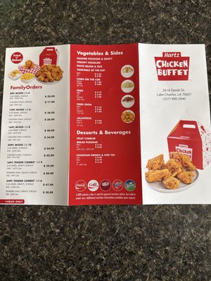 Menu photo 2 Hartz Chicken Buffet Lake Charles, LA