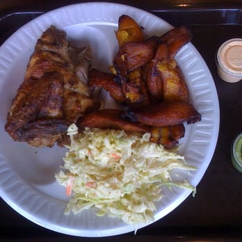 Chicken On The Run - His 1/4 white meat chicken w/fried plantain and coleslaw - $5.99 before tax on 4/2009 - Peruvian Near Me - Bethesda, Maryland Chicken On The Run - His 1/4 white meat chicken w/fried plantain and coleslaw - $5.99 before tax on 4/2009 - Peruvian Near Me - Bethesda, Maryland