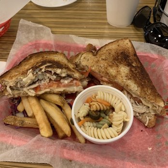 Barefoot Bill's Island Grill - Turkey, bacon Swiss with pasta salad and fries. The turkey was super juicy and this sandwich is delicious. - Caribbean Near Me - St. Augustine, Florida Barefoot Bill's Island Grill - Turkey, bacon Swiss with pasta salad and fries. The turkey was super juicy and this sandwich is delicious. - Caribbean Near Me - St. Augustine, Florida