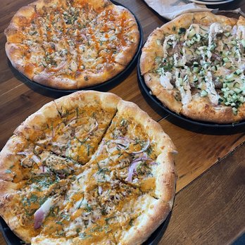 Slackwater - Buffalo chicken w/o bacon (top left) Gyro (top right) Chicken Tikka (bottom left) - Pizza Near Me - Sandy, Utah Slackwater - Buffalo chicken w/o bacon (top left) Gyro (top right) Chicken Tikka (bottom left) - Pizza Near Me - Sandy, Utah