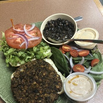 plant power cafe - Spicy Black Bean Burger, side of black beans and rice yummy - Juice Bars & Smoothies Near Me - Chattanooga, Tennessee plant power cafe - Spicy Black Bean Burger, side of black beans and rice yummy - Juice Bars & Smoothies Near Me - Chattanooga, Tennessee