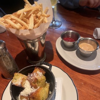 The Honor Bar - Fries and cornbread bites - American Near Me - Dallas, Texas The Honor Bar - Fries and cornbread bites - American Near Me - Dallas, Texas