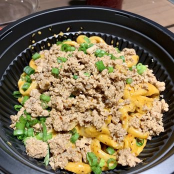 EJJI - Fiery Porky Noods -- hand pulled noodles with sautéed ground pork, chili oil, scallions, and spicy sesame sauce (on the side) - Ramen Near Me - Baltimore, Maryland