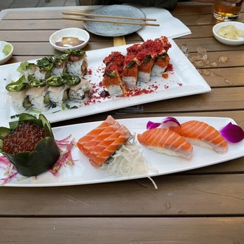 Sushi Rock - You Shook Me All Night Long Light My Fire Salmon Roe Samon sashimi - Sushi Bars Near Me - Arlington, Virginia