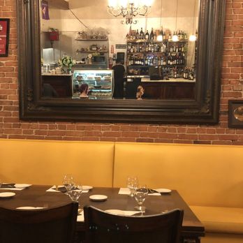 Operacaffe - Seating + large mirror on wall opposite bar and counter - Italian Near Me - San Diego, California