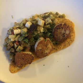 Season's At Highland Lake - Pork belly and scallops - New American Near Me - Flat Rock, North Carolina Season's At Highland Lake - Pork belly and scallops - New American Near Me - Flat Rock, North Carolina