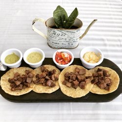 Blú Bistro Café - Tacos del lengua with 4 sauces/dips