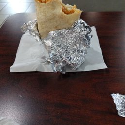 Burrito in the suggested style of unwrap-from-the-end. Great advice from counter man, I could have put to use over the past 40 years. Burrito in the suggested style of unwrap-from-the-end. Great advice from counter man, I could have put to use over the past 40 years.