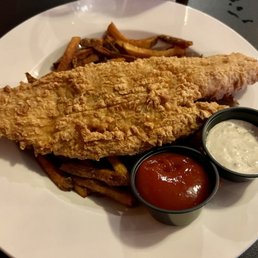 Lightly breaded and delicately fried generous portion of haddock with giant plate of hand cut fries.