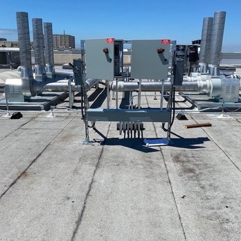 Pro West Electrical - Pipework for HVAC. Build the strut rack, mounted the gutter, and wired up the power to the units - Electricians Near Me - Tustin, California Pro West Electrical - Pipework for HVAC. Build the strut rack, mounted the gutter, and wired up the power to the units - Electricians Near Me - Tustin, California