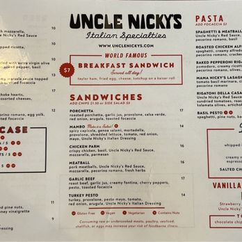 Uncle Nicky's - Menu - Italian Near Me - Austin, Texas