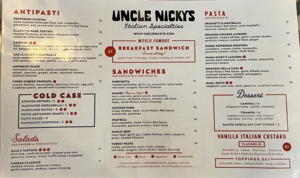 Menu photo 8 Uncle Nicky's Austin, TX