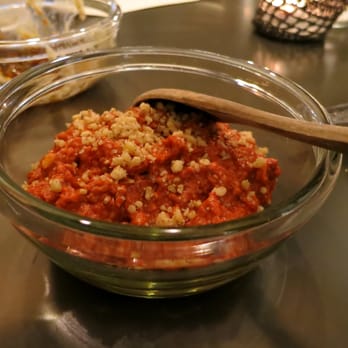 Mamnoon - Muhammara (Walnuts, pepper paste, pomegranate, cumin) - Lebanese Near Me - Seattle, Washington Mamnoon - Muhammara (Walnuts, pepper paste, pomegranate, cumin) - Lebanese Near Me - Seattle, Washington