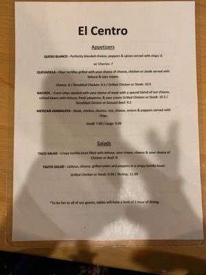 Menu photo 3 El Centro Winchester, VA