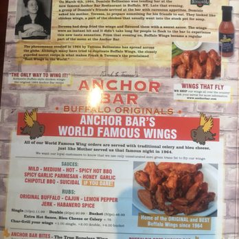 Anchor Bar - Menu - Chicken Wings Near Me - Niagara Falls, New York Anchor Bar - Menu - Chicken Wings Near Me - Niagara Falls, New York