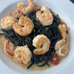 Squid Ink shrimp pasta