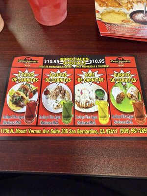 Menu photo 1 Carnitas Michoacan SAN BERNARDINO, CA Menu photo 1 Carnitas Michoacan SAN BERNARDINO, CA