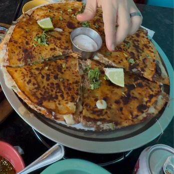 Los Chamacos Mexican Restaurant - Birria pizza chamacos w/2 consome - Mexican Near Me - Arlington, Virginia