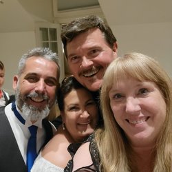 Phil Birdsell DJ MC Entertainment - David, Justine, Mary and me after a fun wedding day.